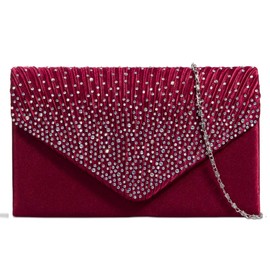 fi9® LADIES DIAMANTE BLING PARTY PROM BRIDAL EVENING CLUTCH HAND BAG PURSE HANDBAG (Burgundy / Maroon)
