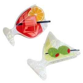 Cocktail Hair Clips Hair Claw Clip for Women Girls – Nonslip, Strong Hold Jaw Clips, Summer Lemon Tea-Themed,for Thick & Thin Hair