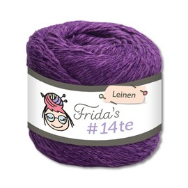 Frida's Wollhaus Frida's 100 g #14te Linen Summer Yarn, Crochet, Knitting Wool Yarn, 40 Colours (7324 | Purple)
