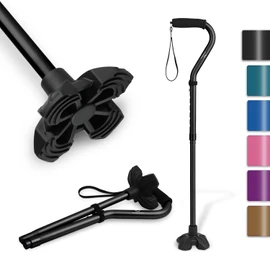 KINGGEAR Self Standing Walking Cane Quad Base for Seniors