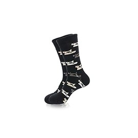 Sewserious Black Crew Socks with Vintage | Sewing Machine Theme Crew Socks | Classic Dress Casual Socks | Black Color Comfortable Fashion Socks for Men’s Women’s (Size 5-10)