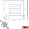 SOTECH Aluminium Lüftungsgitter 125 x 125 mm Edelstahloptik mit Insektenschutz