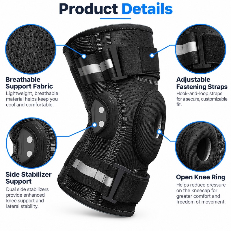 Hinged Knee Brace for Daily & Sports Support – Adjustable