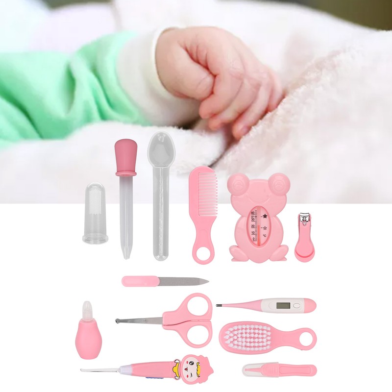 Baby Healthcare Kit Scissors Nail Clippers Tweezers Feeding Spoon Thermometer