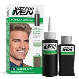 Just For Men, Tinte Colorante En Shampoo, Castaño Claro H25, Opción Ideal Para Cubrir 100% de Las Canas, 66ml