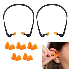 WUSJCOF 2 Set Banded Hearing Protection, Pressure-Free Hearing Protection Band for Comfortable Wear, Noise Reduction, with 5 Pairs of Replacement Plugs