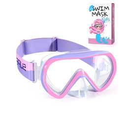 Supertrip Kids Swimming Goggles with Nose Cover for Ages 6-14, Tempered Glass Fabric Strap Swim Snorkel Mask for Pool Beach