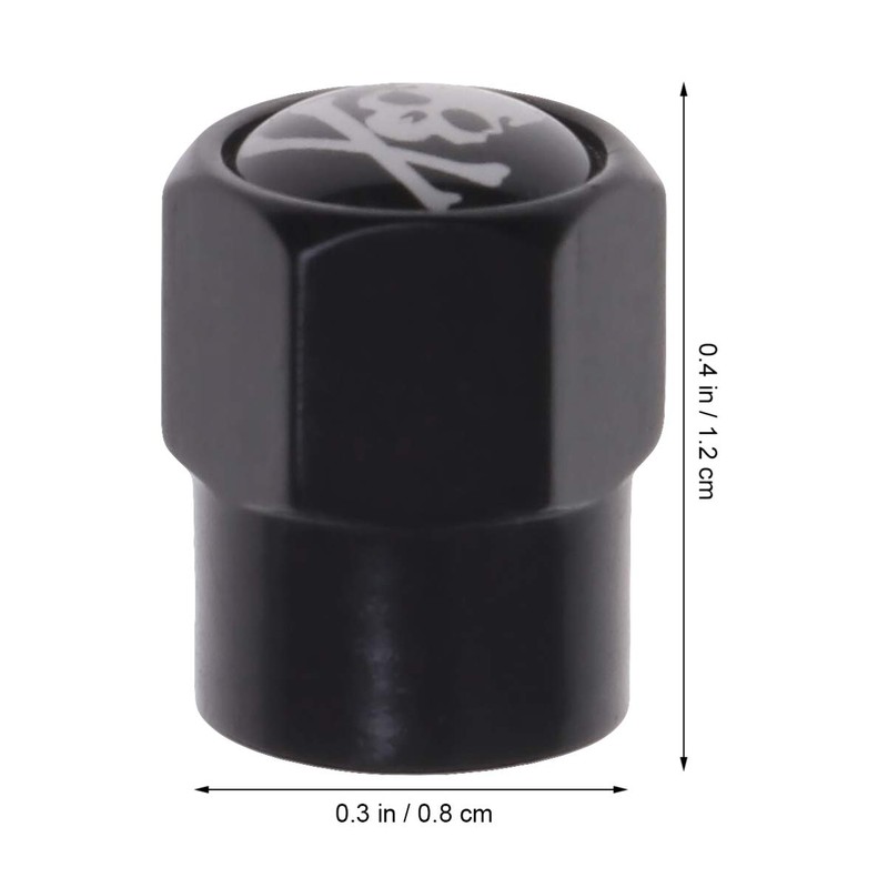 VICASKY Universal Fitment Valve Caps Skull Pattern 4pcs Black Car