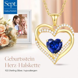 CDE Women's Heart Necklace, 925 Sterling Silver, Birthstone, Jewellery, Heart Pendant, Christmas, Valentine's or Mother's Day Gift, Wedding Anniversary, Wife, Girlfriend or Mum, Sterling Silver,