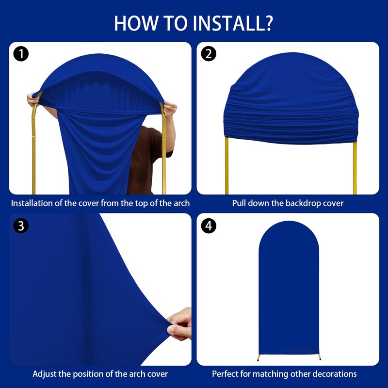 AIBIIN Royal Blue Arch Backdrop - 2.6x6ft, 2-Sided, Fit for