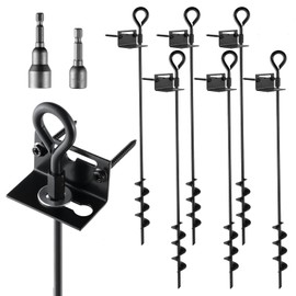 MIXXIDEA 24 in Mobile Home Anchors, Metal Ground Anchor Screw in, Heavy-Duty Earth Anchors with Adapter for Drill, Anchor Kits (24in-6pk)