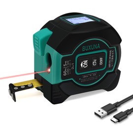 2-in-1 Laser Tape Measure, Digital Tape Measure, 197 Ft Laser Tape Measure & 16 Ft Tape Measure with LED Display, Autolock, Ft/in/M Unit Switch, Measure Area, Volume, Pythagorean