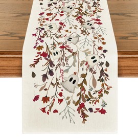 Artoid Mode - Camino de mesa de Halloween de 210 g/m², diseño de flores fantasmas, decoración de mesa de comedor para decoración del hogar, fiesta, 13 x 60 pulgadas