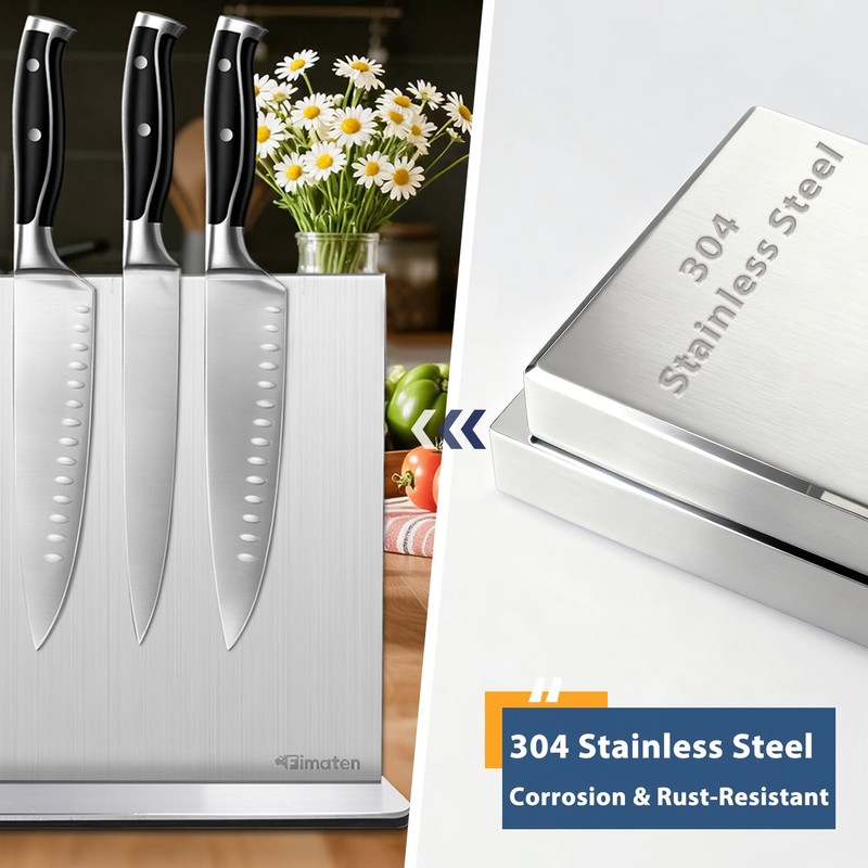 Fimaten Magnetic Knife Block Stand Without Knives 12 Inch Silver