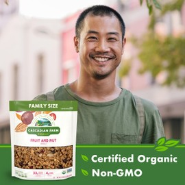 Cascadian Farm Organic Granola, Fruit and Nut Cereal, Resealable Pouch, Family Size, 22 oz