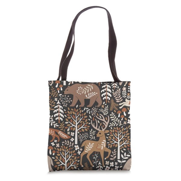 Woodland Animals in Forest Setting Tote Bag