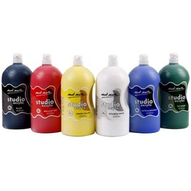 Mont Marte Discovery School Acrylic, 6 Basic Colors, 1/2 Gallon (2 Liter), Ideal for Students and Artists. Excellent Coverage and Fast Drying. Pump Lid Included