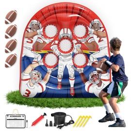 Funast 6Ft Football Target toss Game - Inflatable Football Throwing Target Game- Fun Football Toy toss Game for Kids - Inflatable Football Carnival Party Games (Red)