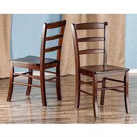 Ergode Wood Benjamin Ladder-Back Chairs - Set of 2, Walnut Finish | Versatile & Stylish | Solid Wood Construction | Comfortable Seating | Easy Assembly