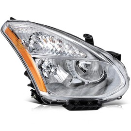 ROADFAR Chrome Housing Amber Reflector Clear Lens Headlights For Nissan Rogue 2008-2013,For Nissan Rogue Select 2014-2015 NI2503170, NI2502170 Driver and Passenger Side Replacement
