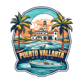 Puerto Vallarta Mexico Design A Souvenir Vinyl Decal Sticker 2-Inch