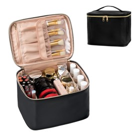 Large Makeup Bag, Ethereal Travel Makeup Bag Organizer Black Cosmetic Bag Toiletry Bag for Women Makeup Brush Organizer