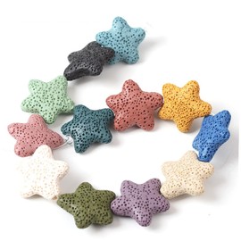 COHEALI 40pcs Colorful Volcanic Star Shape Pendant Beads for Jewelry Making Mixed Rock Charms for Necklaces Bracelets and Craft Projects