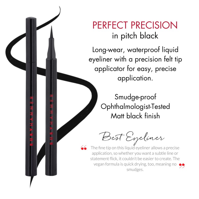 Ruby Hammer Precision Liquid Eyeliner – Pitch Black, Smudge-Proof With