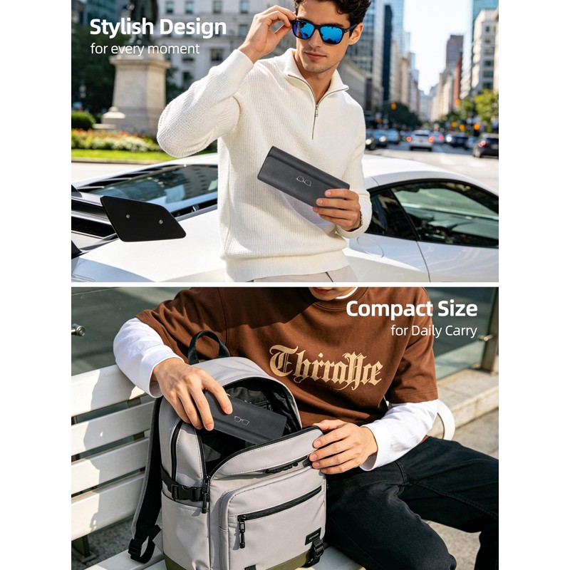 ExtreLife Smart Glasses Case, Works with Apple Find My, Rechargeable