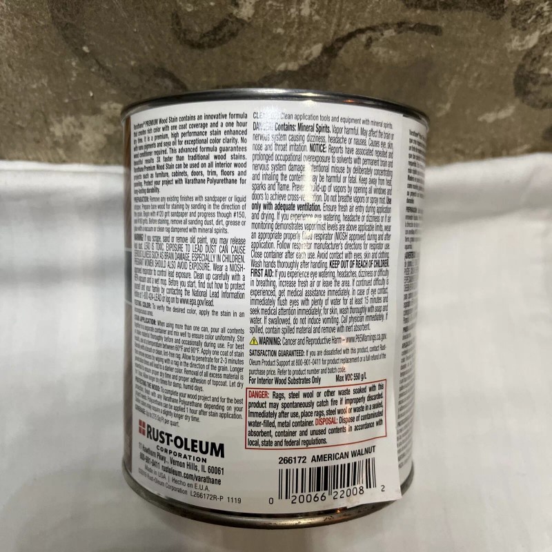 Varathane 266172 Premium Fast Dry Wood Stain Quart American Walnut