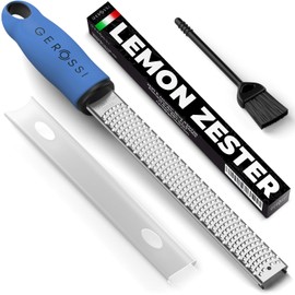 Stainless Steel Cheese Grater & Lemon Zester w/Extra Sharp Blade - Perfect for Lemon, Parmesan, Garlic, Chocolate - Spice Up any Dish in Seconds w/Your Premium Citrus Hand Grater with Handle - Blue