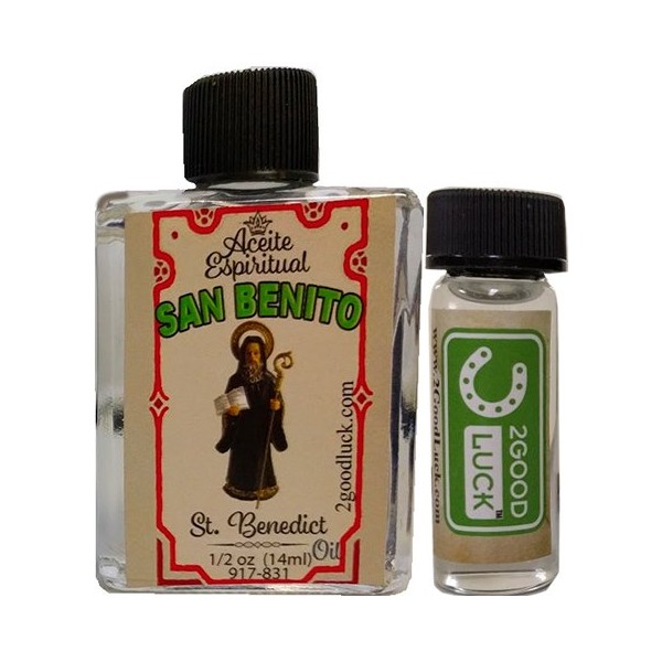 St. Benedict Spiritual Oil With 1 Dram Perfume Set for Magic and Rituals. San Benito Aceite Espiritual Para Rituales Y Magia.