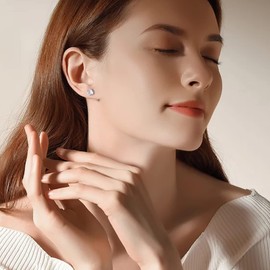 6mm Cubic Zirconia Stud 925 Sterling Silver Screw Backs Earrings for Women Men Cartilage Earrings CZ Stud Earrings Helix Earrings Cartilage Piercing for Sensitive Ears Jewelry Gift for Girls