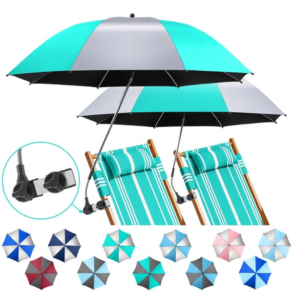 NBtoUS 2 Pack Chair Umbrella with 360°Universal Clamp, UPF50+ Umbrella