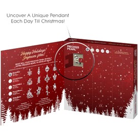 My Inspirations 12 Day Advent Calendar Count Down Collection Five-Pearl Kit,12 Pendant Locket Charms,19.5" Chain,