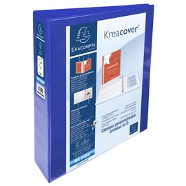 Exacompta - ref. 51843BE - 1 customizable rigid opaque binder with 3 pockets - 4 D-rings of 40 mm - Spine 64 mm - External dimensions: 32 x 28.5 cm - Format to file A4 Maxi - Colour: blue
