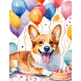 Stop And Taste The Frosting - Cute Funny Happy Birthday Greeting Card with Pembroke Welsh Corgi Dog