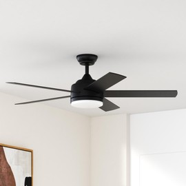 YUHAO 52 Inch Black Ceiling Fan with Light and Remote Control.Noiseless,Dimmable,3CCT,6 Speeds Reversible, DC Ceiling Fans for Indoor or Covered Outdoor