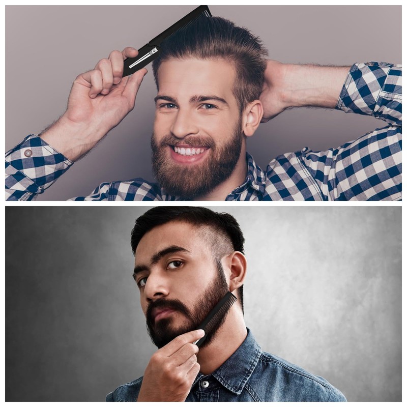 2PCS Folding Beard Comb, Beard Combs for Men, Fine Tooth