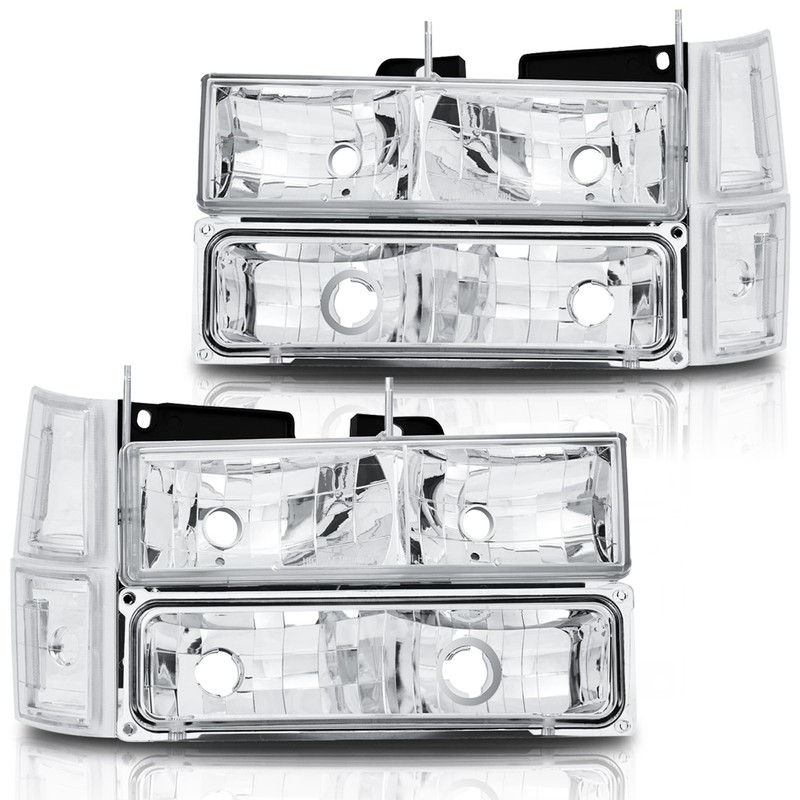 SAFAUTOPARTS Headlights Assembly Pair for 1994-1998 OBS Chevy Silverado C/K