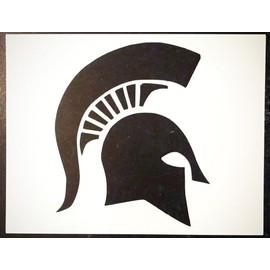 Spartan Helmet Stencil – 11" x 8.5" Reusable DIY Painting Template – Michigan State Spartans Logo Stencil for Wood, Walls, Fabric & Crafts