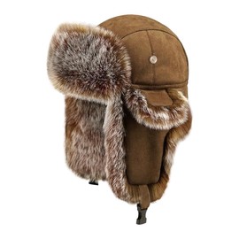 Cool Winter Aviator Hat Men Trapper Hat Women Russia Hat Eskimo Earflap Ushanka Skiing Pilot Hooded Trooper Hat (Camel)