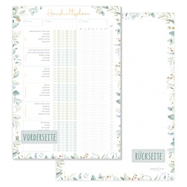paper&you® Household Plan Pad A4 [Gold Leaf] Cleaning Plan for Families with Children or Flatshare | All Help to Organise the Household | 50 Sheets | Climate Friendly & Sustainable
