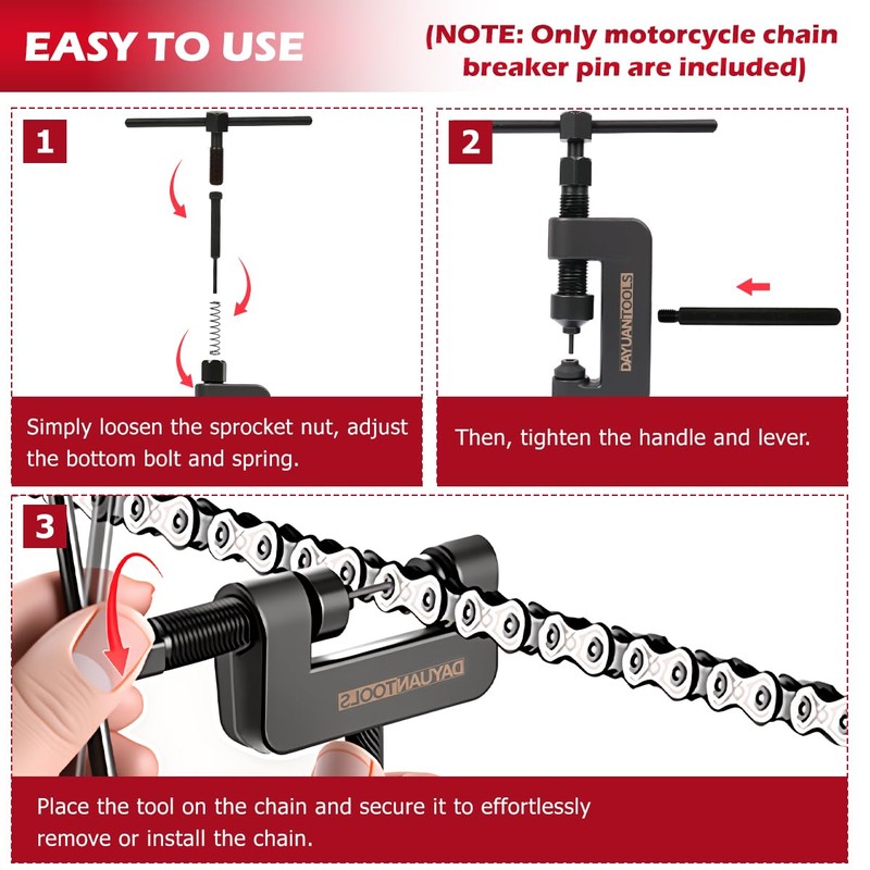 DAYUAN 5 Pcs Motorcycle Chain Breaker Pin - 2.2mm, 2.9mm,