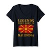 Women's Vintage Design Macedonian Flag Macedonia V-Neck T-Shirt, black