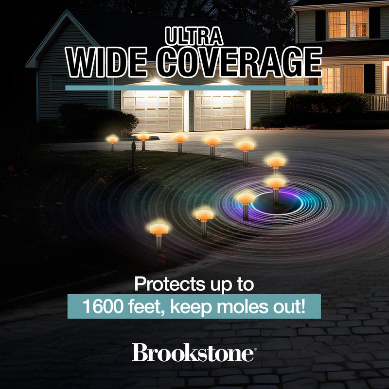 Brookstone Solar-Powered Mole Repeller & Pathway Light – Dual-Purpose Sonic