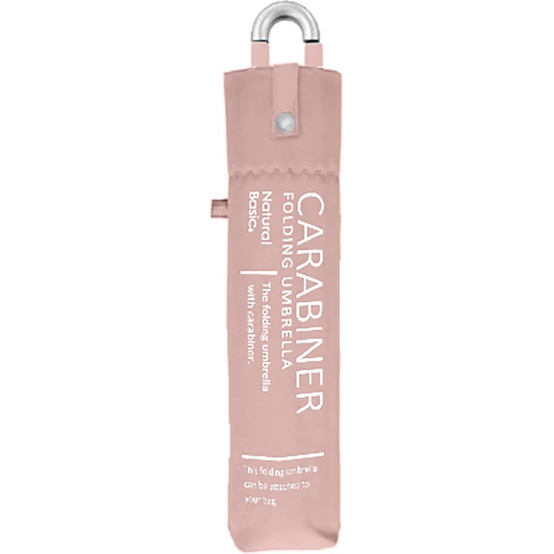 Nakatani 723-003 Folding Umbrella Carabiner Pink Beige Plain Hand Opening
