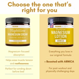 Nighttime Magnesium Lotion with Arnica – Soothing Relief & Relaxation, Highly Concentrated Magnesium for Muscles & Joints – Apply to Legs or Feet Before Bed – Skin-Friendly