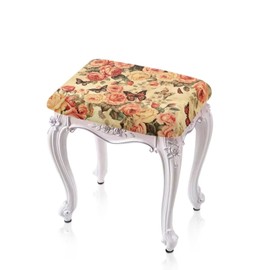 ZDCUSTOM Rose Butterfly Stool Covers Rectangle, Elastic Vanity Stool Covers Non-Slip Chair Covers Washable Counter Stool Covers 2 Pack