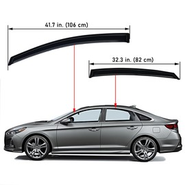Lightronic Extra Durable Outside-Mount Auto Vent Window Visor, Fits 2015-2019 Hyundai Sonata, UV Protection Rain Guard, Original Wind Deflector, No-Drill Easy Install, Dark Smoke, 4-Pcs